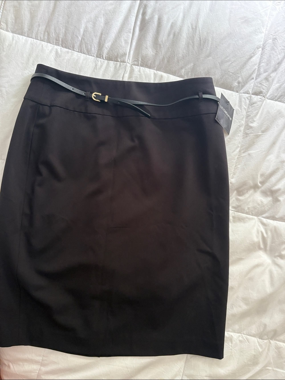 Liz Claiborne Black Pencil Skirt with Slim Belt